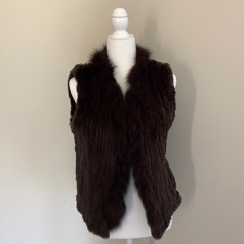 rizal brown rex fox fur vest